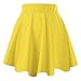 JNTworld Women Stretch high Waist Flared Plain Pleated mini skirt, XL, yellow