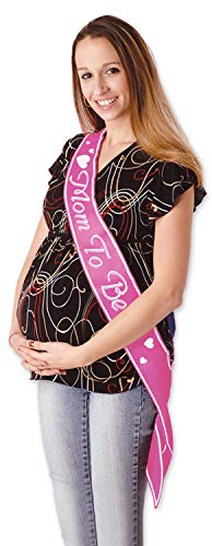 Beistle 60525-P Mom to be Satin Sash, 33-Inch by 4-Inch