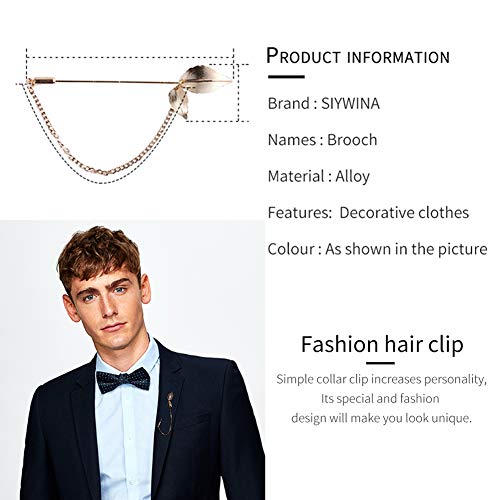 SIYWINA Fringed Leaves Long Brooch Men's Sweater Suit Leaf Brooch Pin