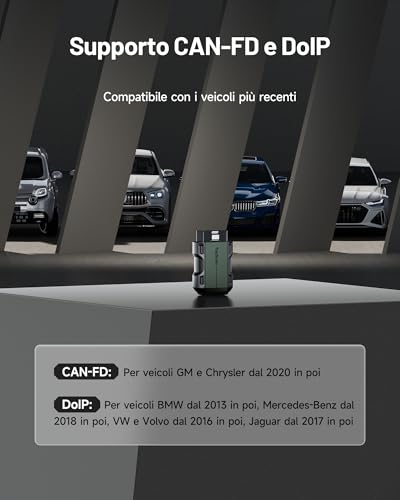 TOPDON TopScan Master Car Diagnosis, OBD2 Professional Bluetooth Diagnostic in Italian, Car Scanner for iOS and Android, 30+ Reset Services, Active Test, CAN FD&DoIP, FCA/Nissan/Renault SGW