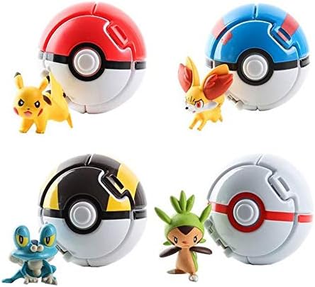 THSIN0 4 Packs Ball Pokémon Master Action Figures Pop-Up Ball Pocket Monster Go Game Fans for Kids Toy Gift