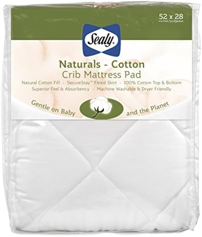 Sealy Naturals Cotton Fitted Toddler & Baby Crib Mattress Pad Cover/Protector