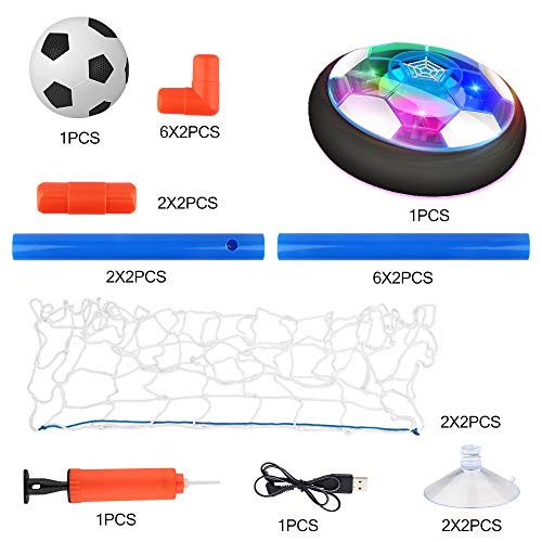 Betheaces Kids Toys Rechargeable Hover Soccer Set, Indoor Air Soccer with LED Light and Foam Bumper Included 2 Goals and Inflatable Ball, Birthday Toys for Boys Girls(No Battery Needed)