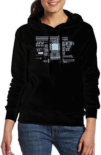 Yellow House Women's Pullover Hoodies Sweatshirt Pockets Computer Chip CPU Core Heart Design For Women Girl