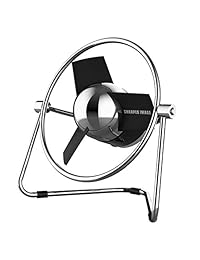 Sharper Image SBM1-SI - Ventilador con cuchillas blandas, 2 velocidades, control táctil, funcionamiento silencioso, adaptador de pared de 5 V, cable USB de 6.0 ft, negro cromado