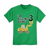 TeeStars 3rd Birthday Bulldozer Construction Party 3 Year Old Boy Toddler Kids T-Shirt 3T Green