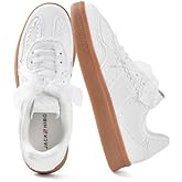 JACKSHIBO Women's Ribbon Lace-Up Fashion Sneakers Arch Support Gum Sole Tennis Walking Shoes with Memory Foam