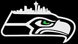 Hawk Logo with Seattle Skyline and Green Eye - NFL Seattle Seahawks Vinyl Decal (6