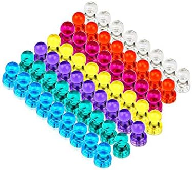 Push Pin Magnets, Zebre 60 Pack - 7 Assorted Color Strong Magnetic - Perfect Fridge Magnets - For Whiteboard,Map,Calendar,Office and Refrigerator