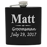 Custom Engraved Groomsman Flask - Personalized Groomsmen Gifts - 3 Lines Style - Black
