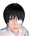 Anogol Hair Cap +Black Cosplay Wig Men Black Short Costume Wig Short Straight Synthetic Hair