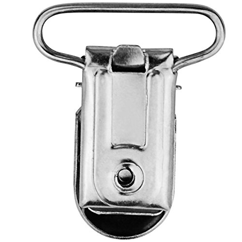 50pcs 1" Pacifier Suspender Clips, Marrywindix Pacifier Clips for Making Pacifier Holders Bib Clips Toy Holder Silver