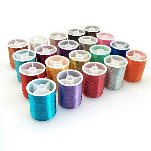 YEQIN 20 spools Metallic Thread Embroidery Thread Sewing Thread Set (Each Spool 60 metres)