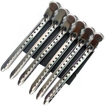 Tmarton 12Pcs Silver Salon Metal Hairdressing Sectioning Dividing Duck Bill Clips Clamp Hair Styling Clips Hairpin