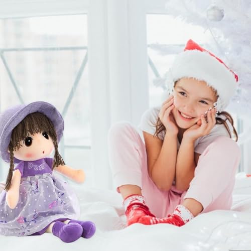 Sweetheart Soft Baby Doll Girl, Plush Stuffed Toy with Hat Skirt Plush Toy Baby Girls Sleeping Partner Doll Birthday Gift, 45cm