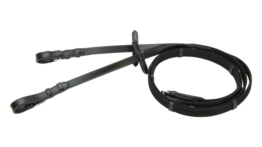 Cwell Equine Web reins with buckles, 5 stops,martingale stopper Black ( FULL)
