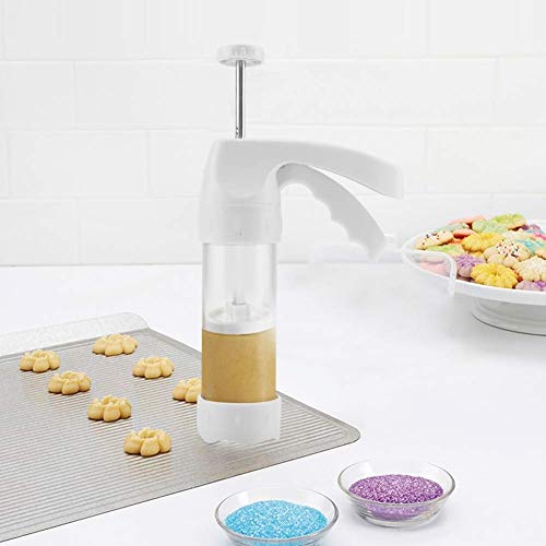 YIYATOO Cookie Press Gun Set with 12 Discs and 6 Icing Tips - Multifunctional Cookie Press Biscuit Maker Cake DIY Decorating Gun Set Food Grade Plastic - Thumbnail 2
