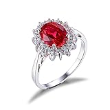 Jewelrypalace Princess 2.1ct Created Ruby Engagement Ring 925 Sterling Silver