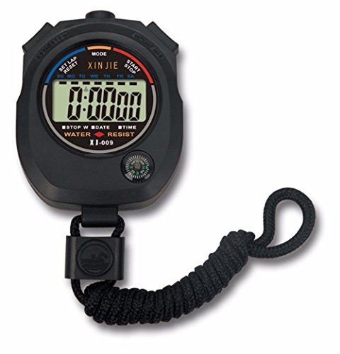 DreamedU Waterproof Digital LCD Stopwatch Chronograph Timer Counter Sports Alarm for Gym Use Unisex (Black)