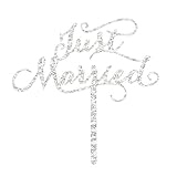 Just Married Cake Topper, Silver Color Acrylic