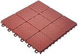Imperial Home Interlocking Deck Tile Patio Pavers, 11 x 11 Easy Set Up Outdoor Walkway Pavers (Set of 12) (Brick Color)