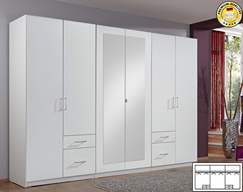 Armario ropero 709324 armario con espejo blanco 270 cm 6-puertas