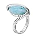 Beaux Bijoux Sterling Silver Oval Larimar Twisted Ring