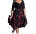 Aprilley Women's Print V Neck Basic Plus Size Hipster Party Evening Dress Black 2X