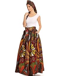 Sakkas Asma vestido falda con correa ajustable, estampado encerado tradicional, convertible
