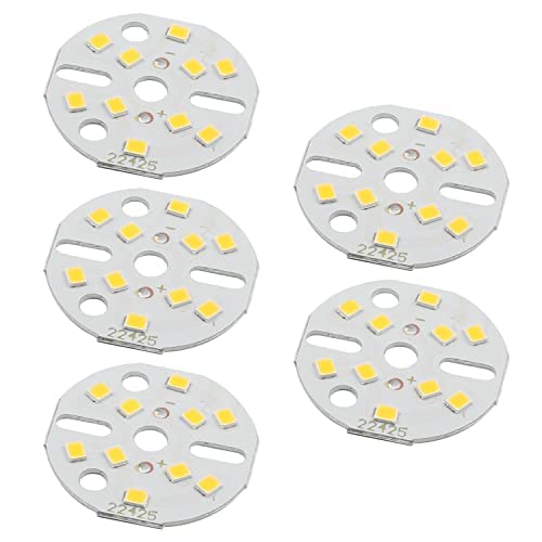 Othmro 5W Led Chip, Diameter 32mm 2835 SMD LED Chip Light Bulb Aluminum Board 15-17V, Warm White 3000K 120lm, 5pcs