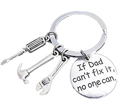 Kaliste Keychain If Dad Can't Fix it No One Can Jewelry Key Ring Repair Tools Pendants Great Gift for Father from Son Daughter Kids (Style-1)
