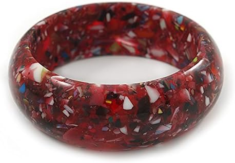 Avalaya Red Resin with Mosaic Effect Bangle Bracelet - Medium - 17cm L, burgundy - Image 5