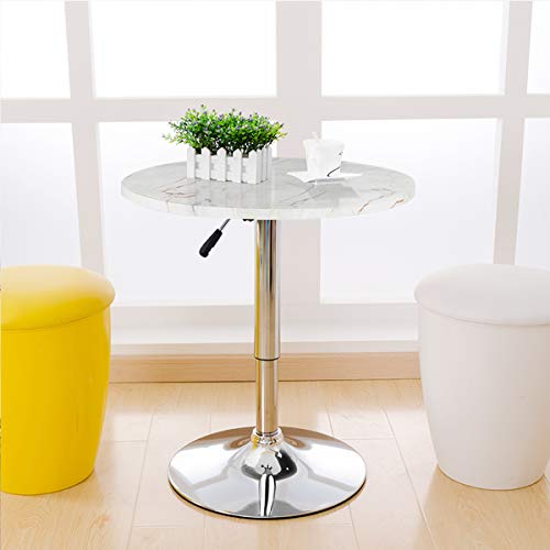 Giantex Round Pub Table Height Adjustable, 360° Swivel Cocktail Pub Table with Sliver Leg and Base for Home, Office Bar Table (White) (1)