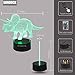 sunduck Dinosaur Toys 3D Night Light with Remote & Smart Touch 7 Colors + 16 Colors Changing Dimmable TRex Toys 1 2 3 4 5 6 7 8 Year Old Boy or Girl Gifts (Brown)