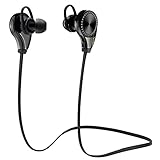 Bluetooth Headphones, HOPDAY Wireless Earbuds Sports Running Earphones with Built-in Mic, Noise Cancelling Stereo Sound Sweatproof Workout Headsets Play Up to 7 Hours, Black