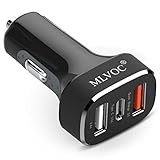 MLVOC 45W 3-Port Separate Chips USB Car Charger with Type-c and Qualcomm Quick Charge 3.0 Technology