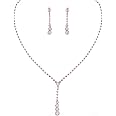 Yean Silver Bridal Jewelry Set Rhinestone Wedding Necklace and Earring Set Prom Jewelry for Women and Bride
