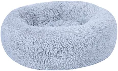 Lanceasy Pet Calming Bed Shag Donut Cuddler Plush Cats Dog Sleeping Mat Winter Comfortable Bed
