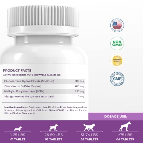 Joint Supplement for Dogs 120 Chewable Tablets Glucosamine for Dogs