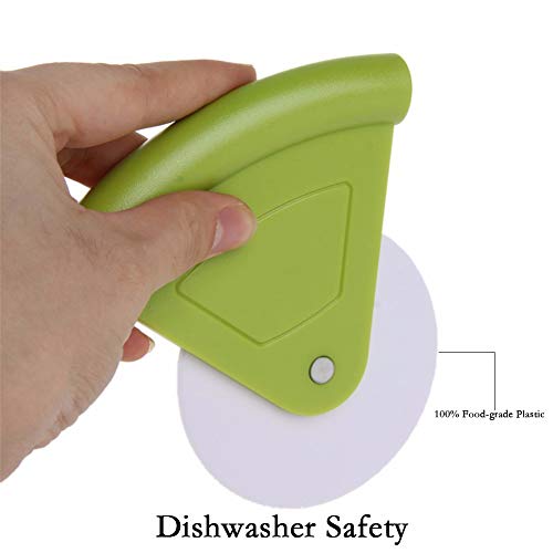 Neepanda Plastic Pizza Cutter Wheel Pizza Rocker Cutter Pizza Wheel Slicer Tools for Pizza, Pie, Bread, Vegetables Dishwasher Safety (2 Pack, Yellow & Green)