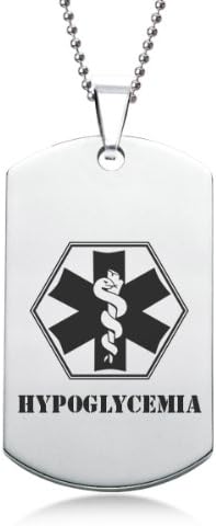 Personalised Jewellery Hypoglycemia EMS Stainless Steel Dog Tag with Gift Box
