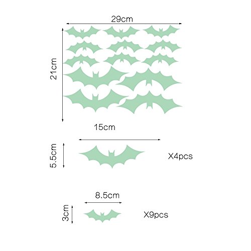 47Pcs Halloween Glow in The Dark Window Decals Luminous Stickers Glasses Stickers Bat Wall Stickers Night Glow Decals Halloween Theme Party Decoration