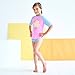 Little Girls Two Piece Swimsuits Short Sleeve Rash Guard Swimwear Set Swim Shirt Set 4T