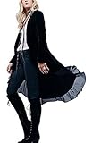 Urban CoCo Women's Long Sleeve Velvet Cardigan Coat with Asymmetric Chiffon Hem