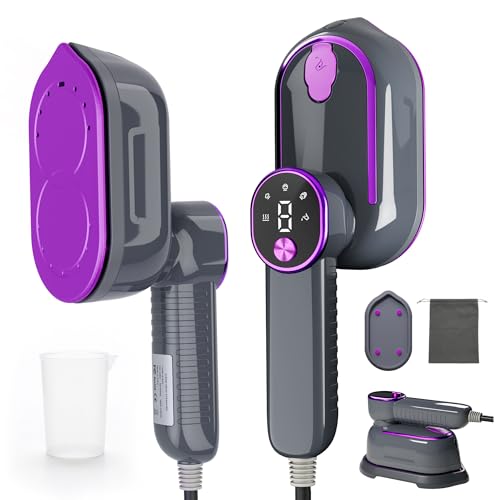 Clothes Steamer, 2 in 1 Travel Steamer for Clothes, 1400W Handheld Garment Steamer, 4 Modes 10s Fast Heat-up, 180° Rotating Handle with Ceramic Panel, 1.9m Power Cord, Ideal for Travel, Home,Office