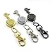 JCBIZ 1PCS Retractable Key Chain with Hook Zinc Alloy High Resilient Anti-lose Stretch Key Ring Holder Tool Telescopic Rope Gold