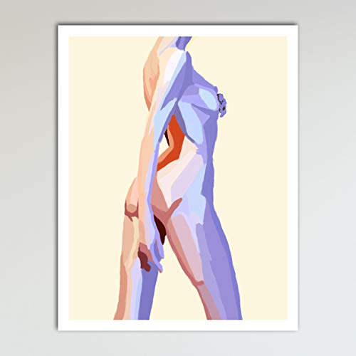 "Colorful Nude" Abstract Contemporary Woman Home Wall Art Decor Print Poster Modern Contemporary Boho Bedroom & Home Decor 11x14 Inches, Unframed