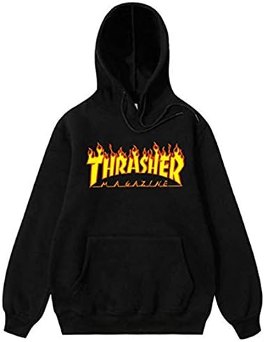 SIMPOYUYVE Unisex Thrasher Flame Magazine Hoodie Fashion Personalized Sweatshirt with Pocket