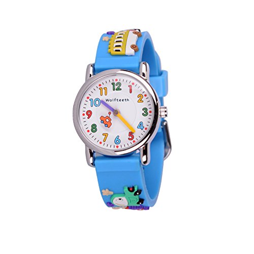 Wolfteeth Analog Quarz Little Boys Watch Cartoon Car Blue White Dial Waterproof Cool Designer Boys Wrist Watch #303604