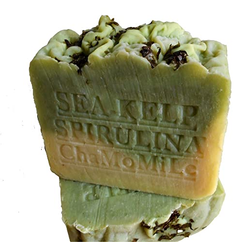 Natural Handcrafted Soap Company Handmade 7 oz. Bar Soap Fresh Organic Sea Kelp Moss with Chamomile Herb Organic Cocoa Butter Handmade !